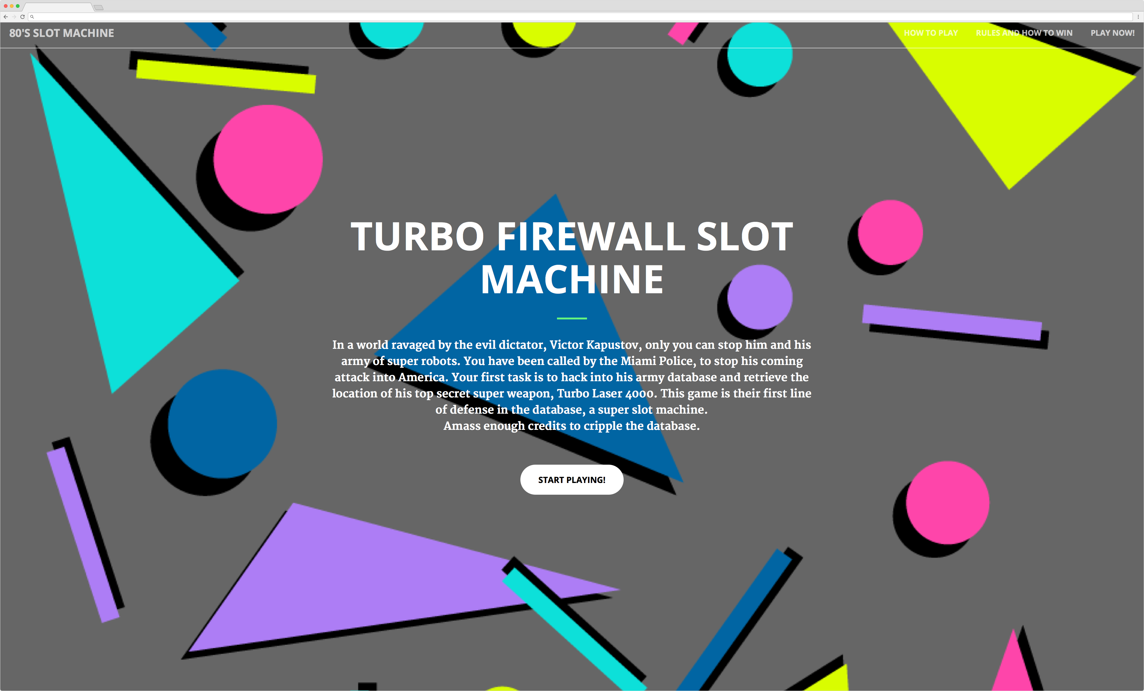Front Page of Turbo Firewall Slot Machine