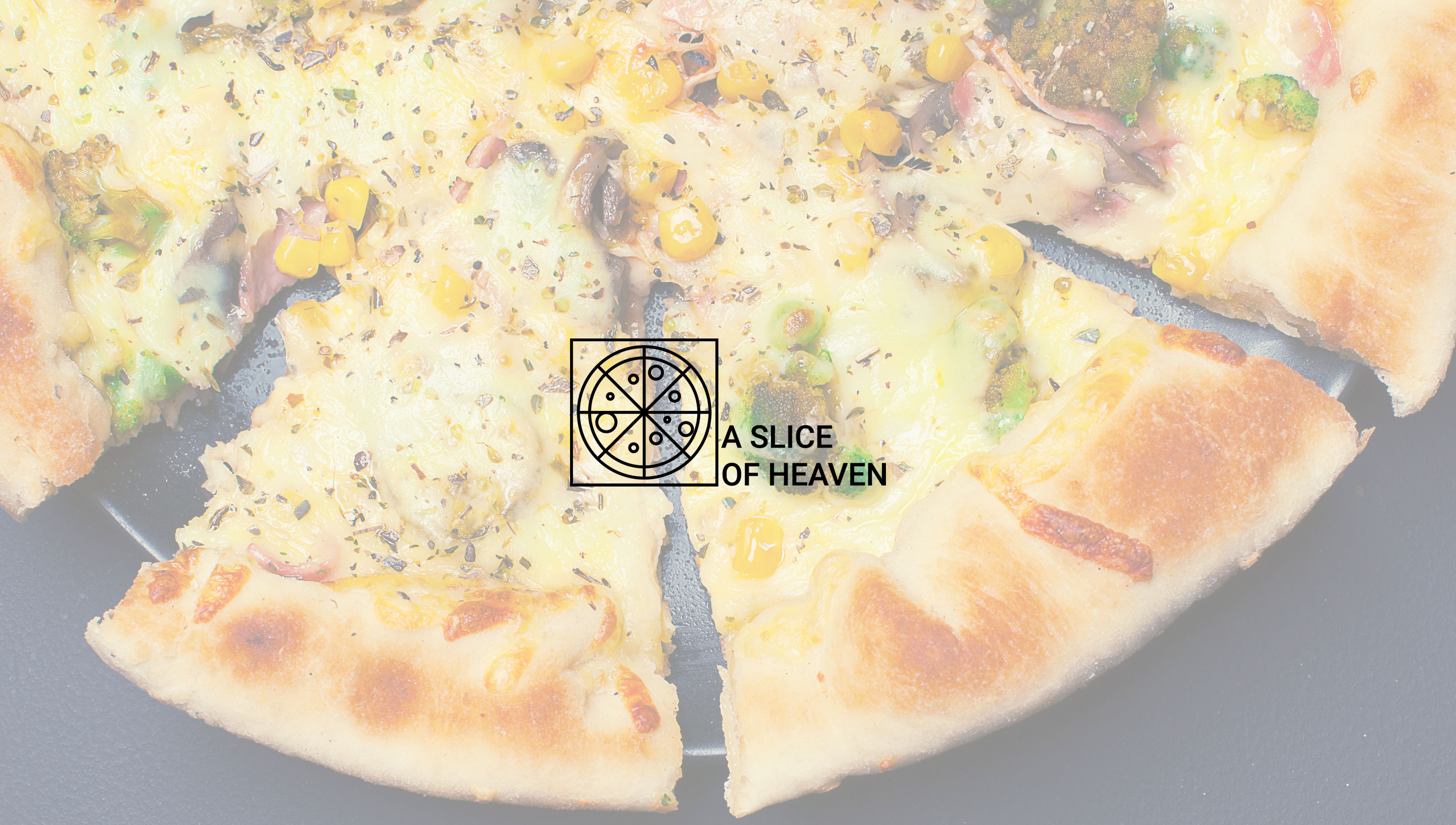 Pizza background with A Slice of Heaven Logo